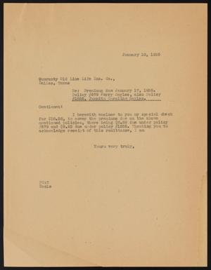 [Letter from Perry Sayles to Guaranty Old Line Life Insurance Company, January 18, 1935]