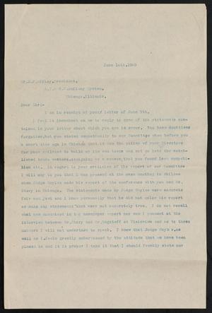 [Letter to E. P. Ripley, June 10, 1909]