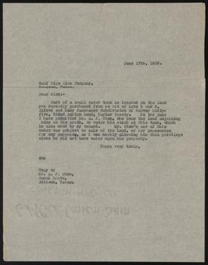 [Letter to Gulf Pipe Line Company, June 17, 1929]