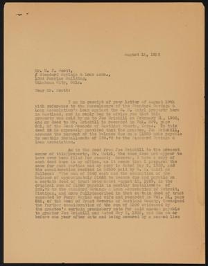 Primary view of object titled '[Letter from Perry Sayles to H. J. Scott, August 12, 1932]'.
