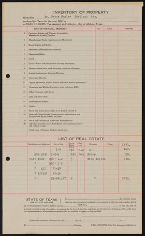 [Inventory of Property, Perry Sayles]