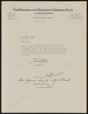 [Letter from Paul Jones to Perry Sayles, June 4, 1936]