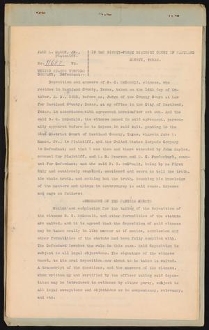 Primary view of object titled '[Cause No. 11687: Oral Deposition of B. C. McDonald, October 17, 1925]'.