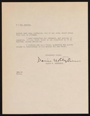 [Letter from David W. Stephens to Mr. Sayles]