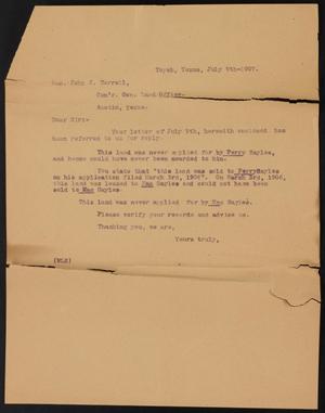 [Letter from to John J. Terrell, July 9, 1907]