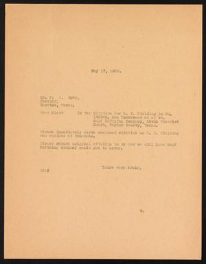 Primary view of object titled '[Letter from John Sayles to F. I. Dyer, May 17,1932]'.