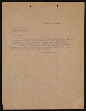 Primary view of object titled '[Letter from Perry Sayles to County Clerk of Comanche County, January 24, 1919]'.