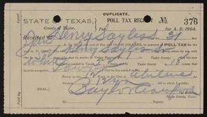 [Receipt for Poll Taxes Paid by Henry Sayles, 1904]
