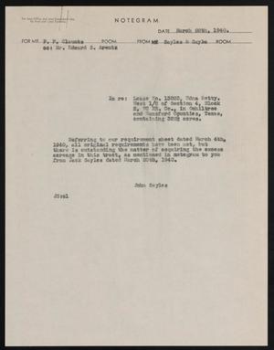 Primary view of object titled '[Letter from Sayles & Sayles to F. F. Claunts, March 28, 1940]'.