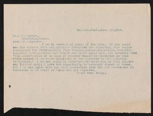 [Letter from Henry Sayles to I. H. Kempner, June 16, 1909]