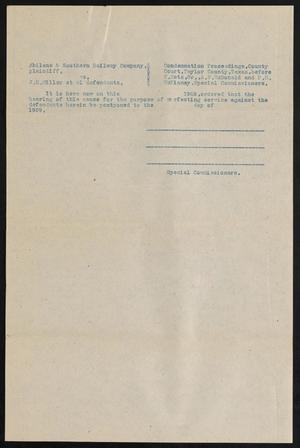 [Document Relating to Abilene & Southern Railway Company vs. J. H. Miller et al., 1909]
