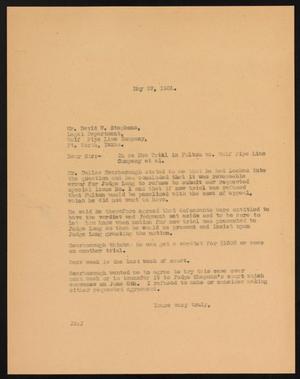 [Letter from John Sayles to David W. Stephens, May 27, 1931]