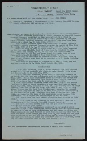 [Requirement Sheet Regarding the Oil and Gas Lease From John Miller To Indian Territory Illuminating Oil Company]