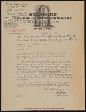 [Letter from H. J. Scott to Perry Sayles, August 10, 1932]