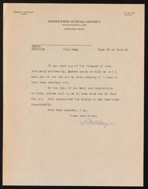 [Letter from L. D. Hillyer to Jack Rapp]