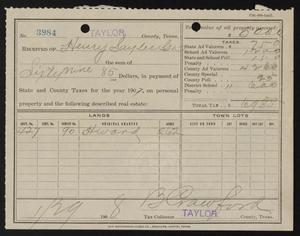 [Receipt for Taylor County Taxes, 1907]