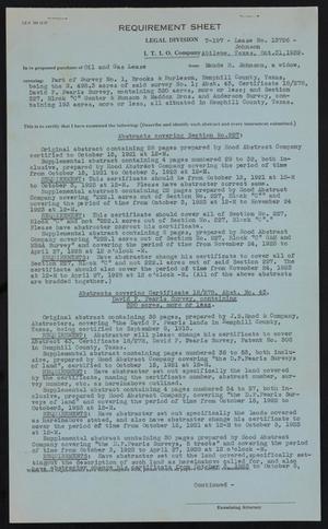 Primary view of object titled '[Requirement Sheet Regarding the Oil and Gas Lease From Maude B. Johnson to Indian Territory Illuminating Oil Company]'.