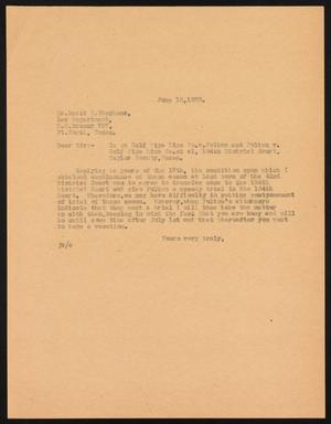 [Letter from John Sayles to David W. Stephens, June 18, 1930]