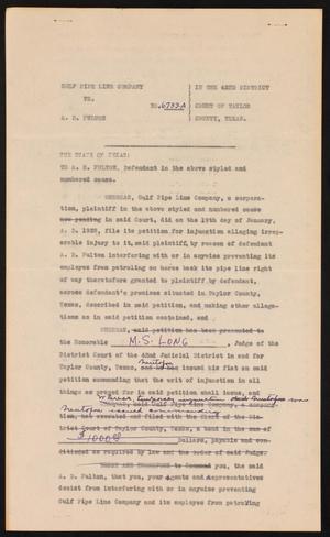 Primary view of object titled '[Cause No. 6733-A: Writ of Injunction, 1928]'.
