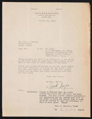 [Letter from Jack Sayles to George O. Harrell, January 24, 1939]