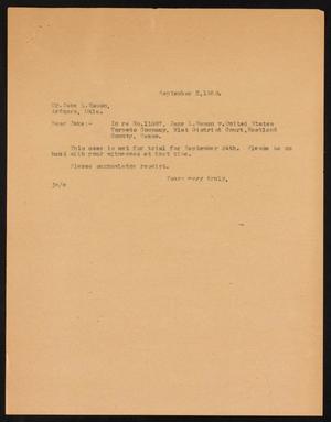 [Letter from John Sayles to Jake L. Hamon Jr., September 3, 1928]