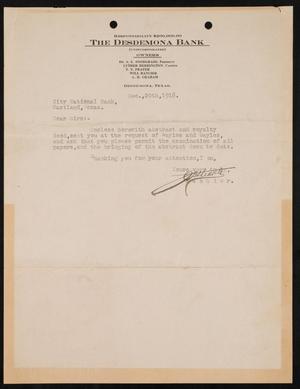 [Letter to City National Bank, December 20, 1918]