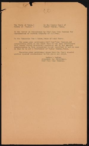 Document in Condemnation Proceeding of R. L. Over's Property]