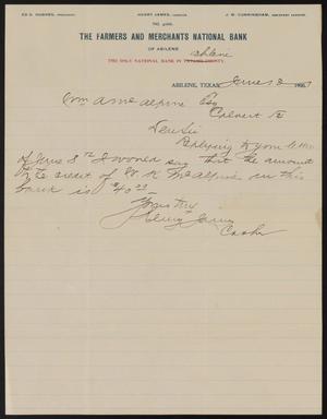 Primary view of object titled '[Letter from Henry Sayles, June 8, 1900]'.