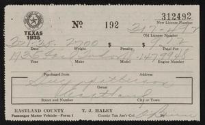 [Vehicle Registration Certificate, 1935]