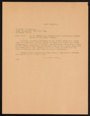 [Letter from John Sayles to David W. Stephens, April 27,1929]