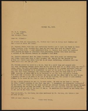 [Letter from John Sayles to M. B. Wilhoit, October 21, 1932]