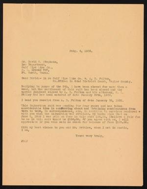 [Letter from John Sayles to David W. Stephens, February 6,1932]