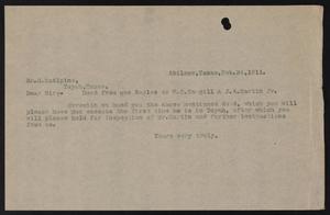 [Letter to M. McAlpine, February 24, 1911]