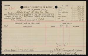 [Receipt for City of Abilene Taxes, 1907]