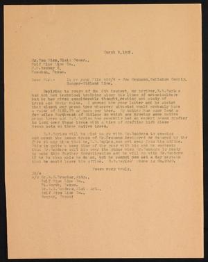 Primary view of object titled '[Letter from John Sayles to Tom Dies, March 8, 1929]'.
