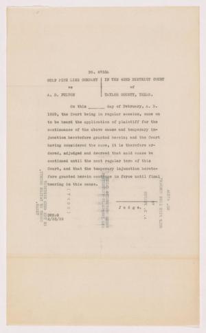 Primary view of object titled '[Cause No. 6733-A: Order of Continuation and Temporary Injunction]'.