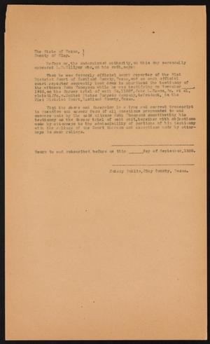 [Cause No. 11687: Affidavit of L. D. Hillyer, September, 1928]