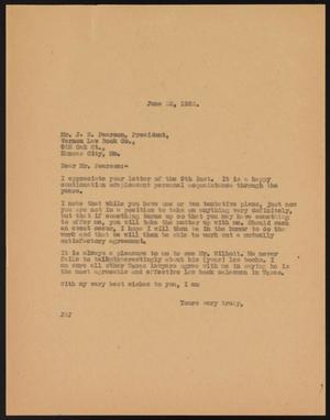 [Letter from John Sayles to J. E. Pearson, June 22, 1932]