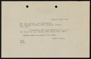 [Letter from John Sayles to Henry L. Lilley, January 12, 1916]