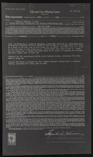 Primary view of object titled '[Photostat Copy of an Oil and Gas Mining Lease Between Maude B. Johnson and Indian Territory Illuminating Oil Company, 1939]'.