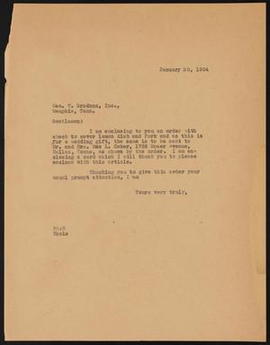 [Letter from Perry Sayles to Geo. T. Brodnax, Inc., January 30, 1934]