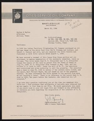 [Letter from J. C. Kennedy to Sayles & Sayles, March 20, 1944]