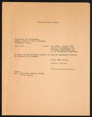 Primary view of object titled '[Letter from Sayles & Sayles to Dan Childress, November 21,1939]'.
