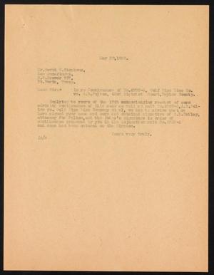 [Letter from John Sayles to David W. Stephens, May 20,1929]