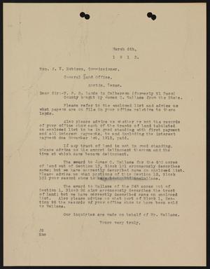 [Letter from John Sayles to J. T. Robison, March 6, 1913]