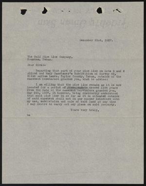 [Letter to Gulf Pipe Line Company, December 21, 1927]