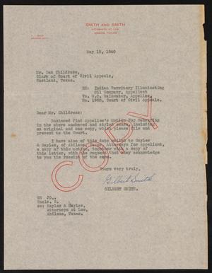 Primary view of object titled '[Letter from Gilbert Smith to Dan Childress, May 15, 1940]'.