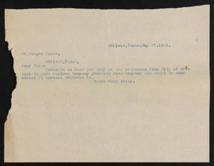 [Letter from Sayles & Sayles to Morgan Jones, May 27, 1909]