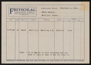 [Invoice for Home Insurance Policy, February 1935]