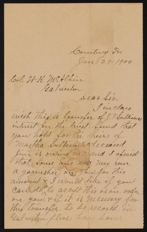 Primary view of object titled '[Letter from R. P. Dobbins to H. K. McAlpine, January 27, 1900]'.